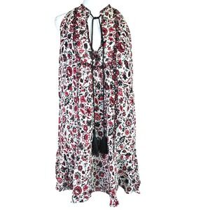 A.L.C. Mini Dress Size 4 Halter 100% Silk Lined Floral Print Creme Red and Black